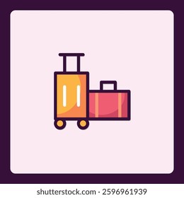 Stylized baggage icons featuring a suitcase and trolley symbol of vacations