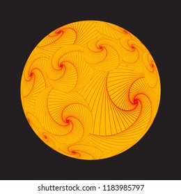 stylized ball of fire with convection vortex in orange shades