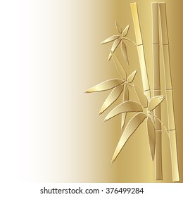 Stylized bamboo background, eps 10.Bamboo stem and leaves. Golden bamboo. 