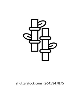 Stylized Bamboo Stalks With Leaves In A Minimalist Line Art Design