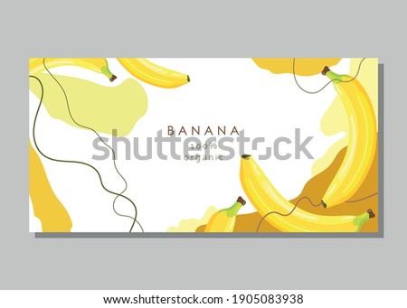 Stylized banana on an abstract background. Ripe yellow bananas. Banner, poster, wrapping paper, sticker, print, modern textile design. Vector illustration. 