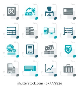 Stylized bank, business, finance and office icons - vector icon set