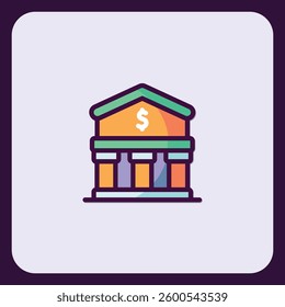 Stylized bank icon with dollar symbol, financial institution concept