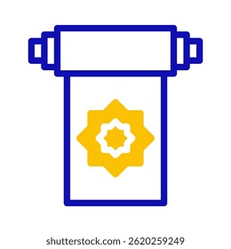 Stylized banner featuring an octagonal star emblem within a bold outline design
