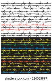Stylized barbed wire in several versions. seamless if needed. Can be used as a pattern as a background, etc.