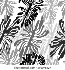 Stylized bark beetle gallery engraving monochrome seamless pattern 
