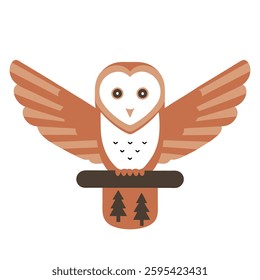 Stylized Barn Owl Vector Illustration on Branch