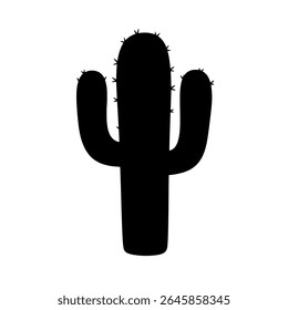 Stylized Barrel Cactus Icon - Black Silhouette of Succulent Plant for Nature Art, Gardening, or Outdoor Adventure Use