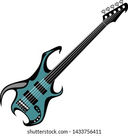 Stylized bass guitar. Vector image
