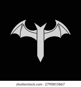 Stylized bat emblem with metallic body and outspread wings