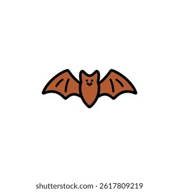 Stylized bat flies isolated white background