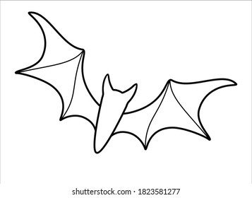 Stylized bat - linear vector illustration - element for coloring. Bat logo or icons. Outline.