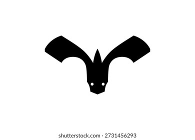 Stylized Bat Silhouette Logo in Black – Symmetrical, Bold, Halloween-Ready, Iconic Design