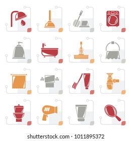 Stylized Bathroom and hygiene objects icons -vector icon set