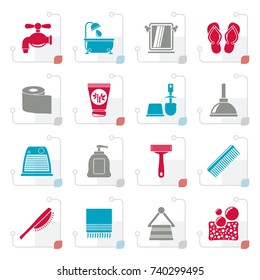 Stylized Bathroom and Personal Care icons- vector icon set 1