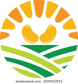  stylized bean pod surrounded by lush leaves, symbolizing growth, sustainability, and agriculture. The design highlights a connection to nature and farming, making it ideal for organic food brands .