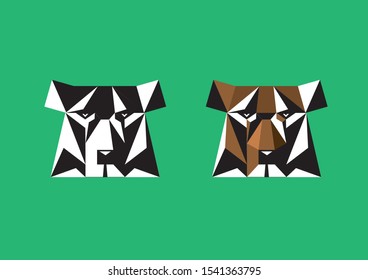 
stylized bear head polygons and color