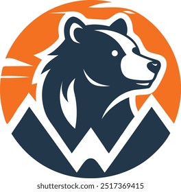 Stylized Bear and Mountain Logo Design
