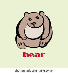 Stylized bear from zoo with text on light green background