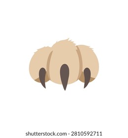 Stylized Beast or Bear Furry Paw with Sharp Claws Vector Illustration Isolated on White Background