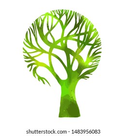 A stylized beautiful green tree. Vector illustration