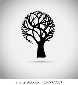 A stylized beautiful monochrome tree. Vector illustration