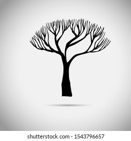 A stylized beautiful monochrome tree. Vector illustration