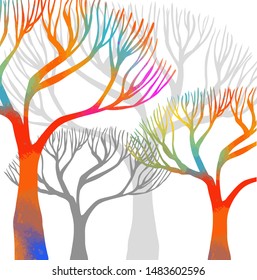 A stylized beautiful multi-colored tree. Vector illustration