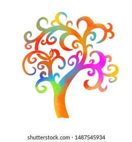 A stylized beautiful multi-colored tree. Vector illustration