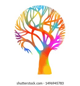 A stylized beautiful multi-colored tree. Vector illustration