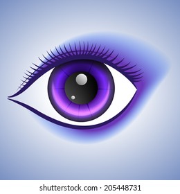 Stylized beautiful vector magic makeup violet eye