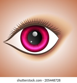 Stylized beautiful vector pink makeup eye