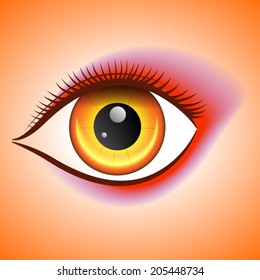 Stylized beautiful vector yellow makeup eye