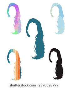 Stylized Beautiful woman s face with long hair silhouette. Women s hair beauty spa salon logo or symbol