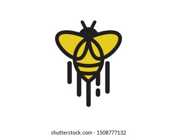 Stylized Bee with Bold Lines Depicting Movement and Speed Suitable for a Nature Based Business Logo