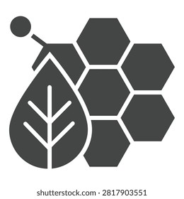 A stylized bee gathers nectar from a leaf next to a honeycomb