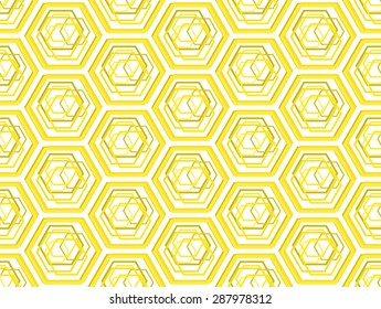 Stylized bee honeycombs bright geometry seamless pattern