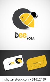 Stylized bee icon such logo and business cards, EPS10 vector.