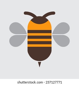 Stylized bee illustration, isolated on light grey background.
