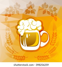 Stylized beer with ears on a light brown polygonal background.