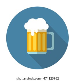 Stylized beer glass with shadow. Flat icon.