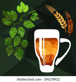 Stylized beer mug with ears on a dark background.