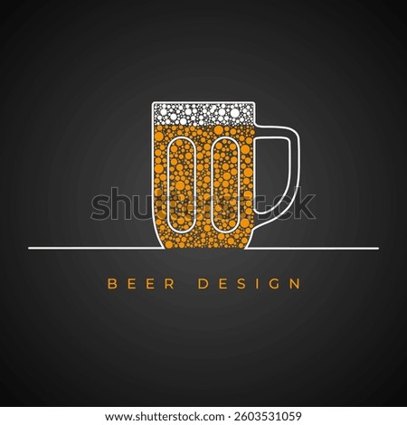 Stylized beer mug, filled with bubbles and foam, highlighted in minimalist style, perfect for showcasing beer-related concepts and designs. Vector illustration.