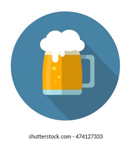 Stylized beer mug icon isolated on white background. Flat design. Design element for flyers or banners. Trendy style.