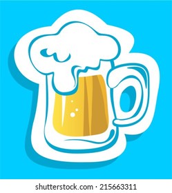 Stylized beer mug isolated on a blue background.