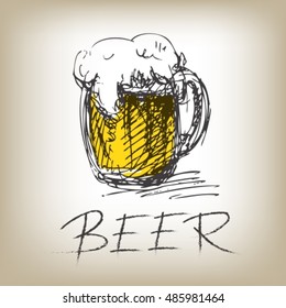 Stylized beer mug isolated on a gray background.