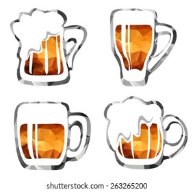 Stylized beer mugs isolated on a white background.