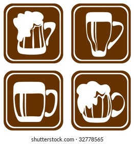 Stylized beer mugs isolated on a white background. Digital illustration.