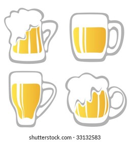 Stylized beer mugs isolated on a white background. Digital illustration.