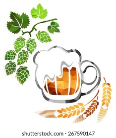 Stylized beer and wheat ear isolated on a white background.